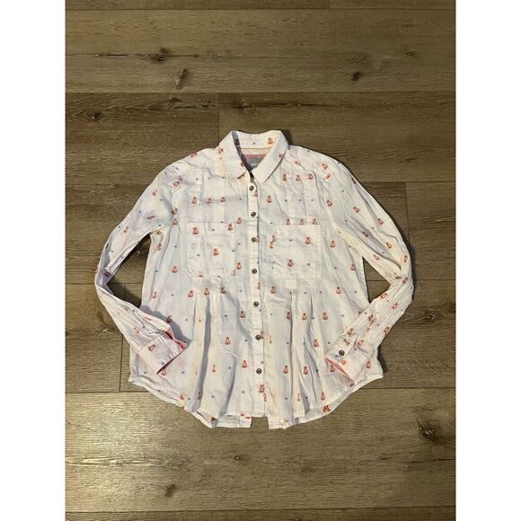 Maeve by Anthroplolgie Womens White Long Sleeve Button Up Shirt Size 4 - Picture 1 of 3
